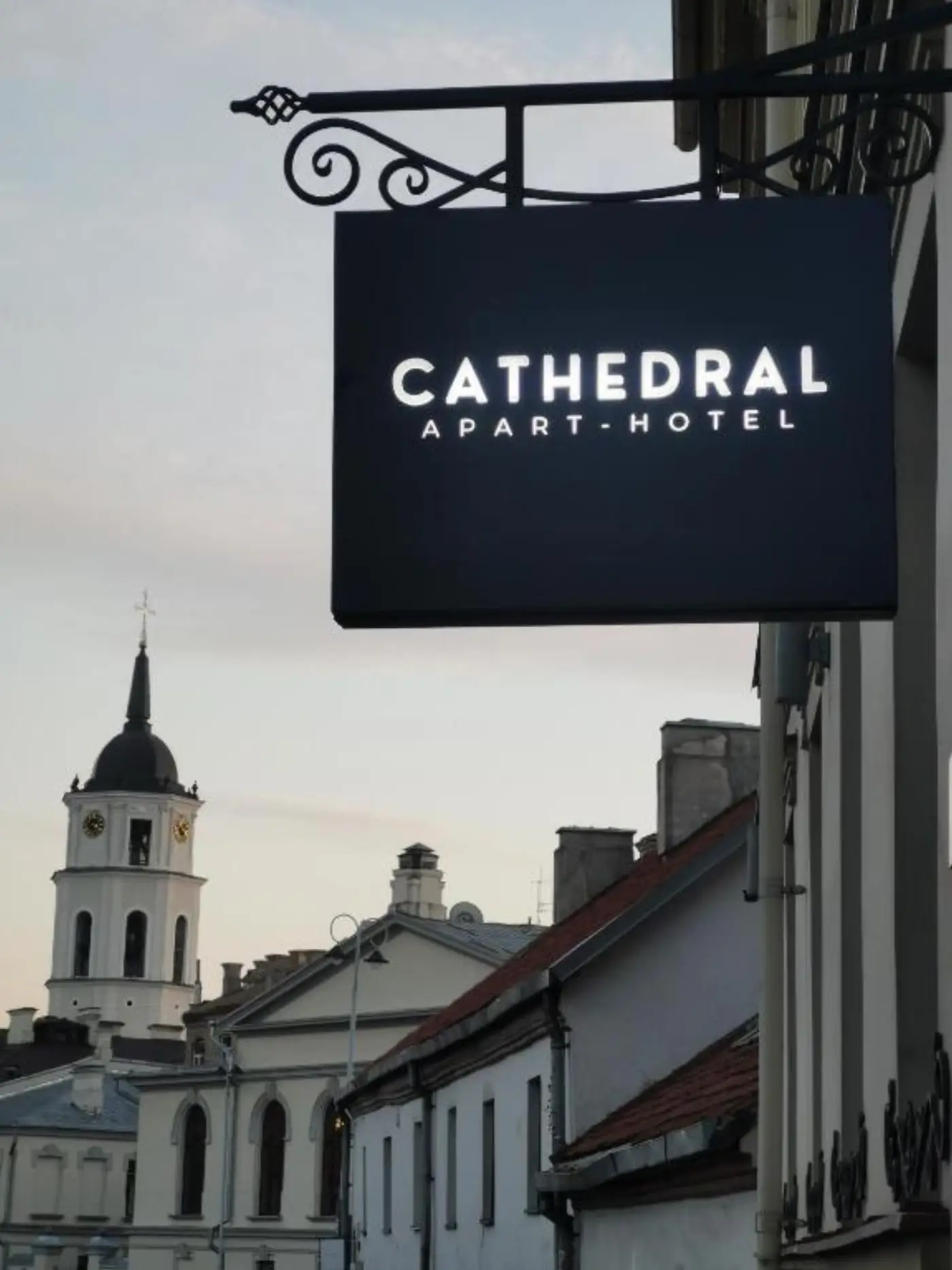 CATHEDRAL hotel sign in Vilnius Old Town